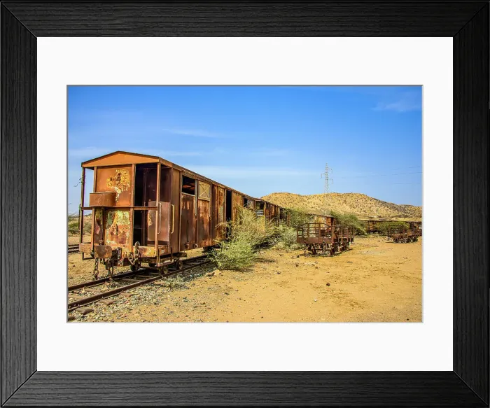 Framed Print : Old carriages of the Italian railway from Massawa to Asmara, Eritrea, Africa Framed Print : Old carriages of the Italian railway from Massawa to Asmara, Eritrea, Africa