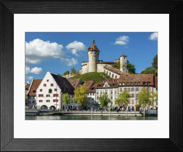 Framed Print : View of the River Rhine with Old Town and Old Canton Fortress of the Munot, Schaffhausen, Switzerland, Europe Framed Print : View of the River Rhine with Old Town and Old Canton Fortress of the Munot, Schaffhausen, Switzerland, Europe