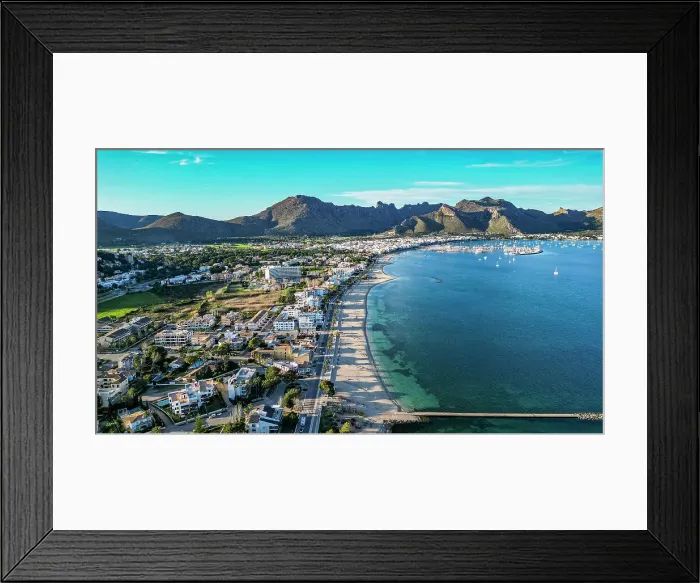 Framed Print : Aerial of Port de Pollenca, Mallorca, Balearic islands, Spain, Mediterranean, Europe