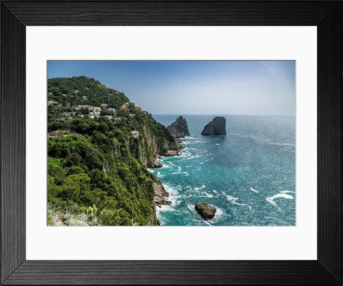 Framed Print : View over the coastline from the Botanical Garden, Island of Capri, Gulf of Naples, Campania, Italy, Europe Framed Print : View over the coastline from the Botanical Garden, Island of Capri, Gulf of Naples, Campania, Italy, Europe