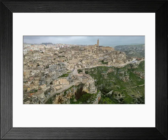 Framed Print : Aerial of Sassi di Matera, UNESCO World Heritage Site, Basilicata, Italy, Europe Framed Print : Aerial of Sassi di Matera, UNESCO World Heritage Site, Basilicata, Italy, Europe