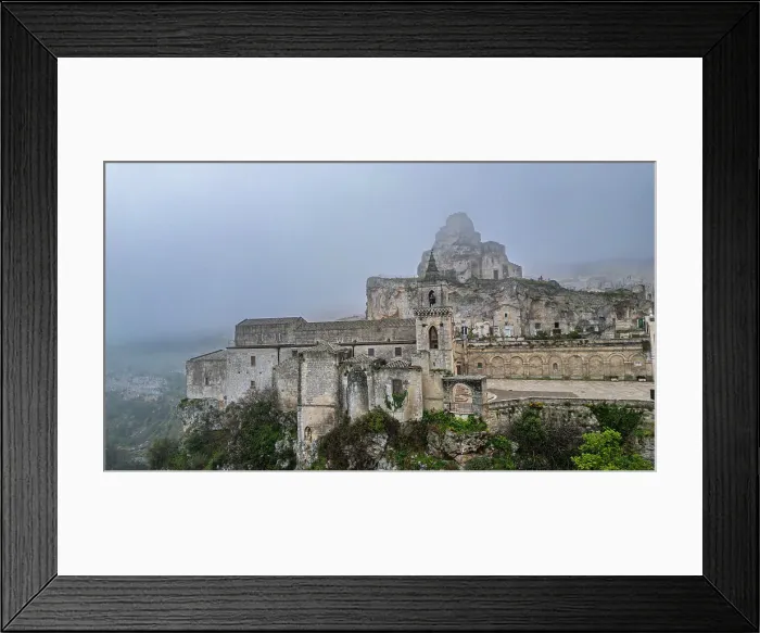 Framed Print : Aerial of the Sassi di Matera in fog, UNESCO World Heritage Site, Basilicata, Italy, Europe Framed Print : Aerial of the Sassi di Matera in fog, UNESCO World Heritage Site, Basilicata, Italy, Europe