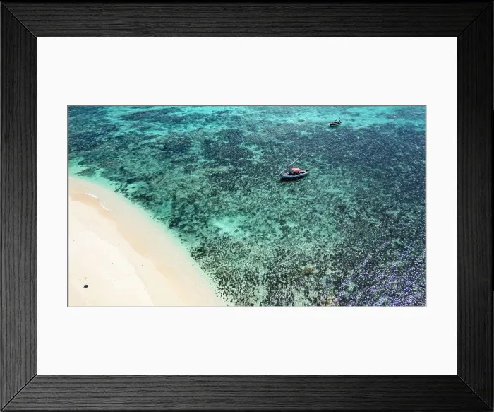Framed Print : Aerial of a traditional Dhow on a white sand beach, Goa island near the Island of Mozambique, Mozambique, Africa Framed Print : Aerial of a traditional Dhow on a white sand beach, Goa island near the Island of Mozambique, Mozambique, Africa