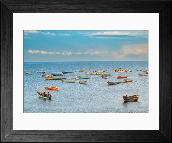 Framed Print : Colourful fishing boats in Kigoma, Lake Tanganyika, Tanzania, East Africa, Africa Framed Print : Colourful fishing boats in Kigoma, Lake Tanganyika, Tanzania, East Africa, Africa