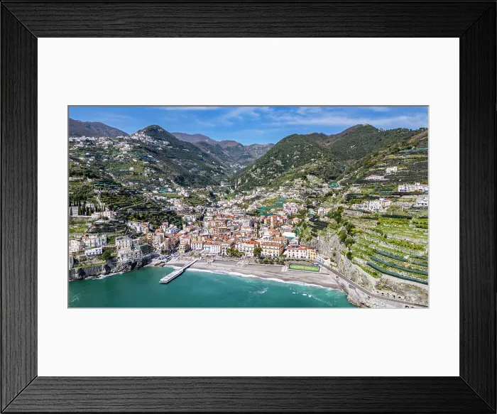 Framed Print : Aerial of Minori, The Amalfi Coast, UNESCO World Heritage Site, Campania, Italy, Europe Framed Print : Aerial of Minori, The Amalfi Coast, UNESCO World Heritage Site, Campania, Italy, Europe