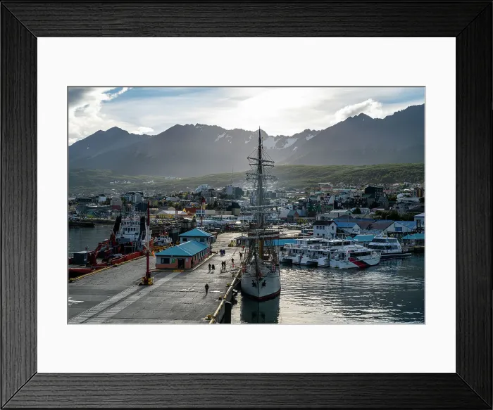 Framed Print : Cruise ship on a Pier in Ushuaia, Tierra del Fuego, Argentina, South America Framed Print : Cruise ship on a Pier in Ushuaia, Tierra del Fuego, Argentina, South America