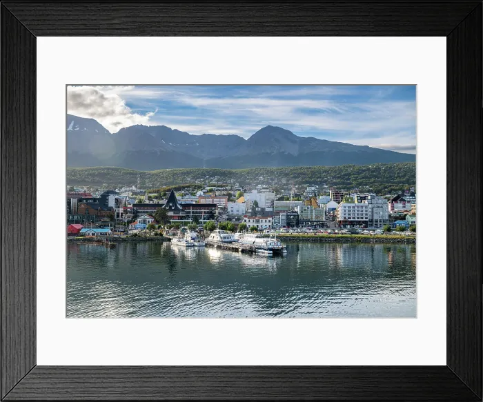 Framed Print : Aerial of Ushuaia, Beagle Channel, Tierra del Fuego, Argentina, South America Framed Print : Aerial of Ushuaia, Beagle Channel, Tierra del Fuego, Argentina, South America