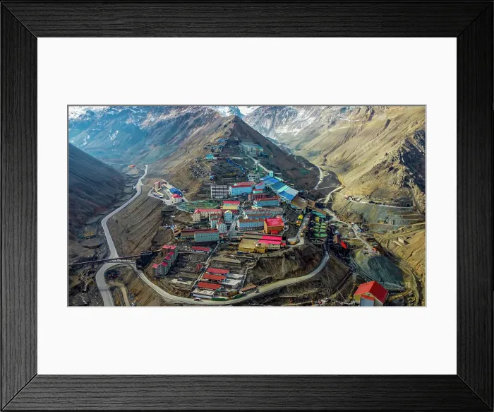 Framed Print : Aerial of Sewell Mining Town, UNESCO World Heritage Site, Chile, South America Framed Print : Aerial of Sewell Mining Town, UNESCO World Heritage Site, Chile, South America