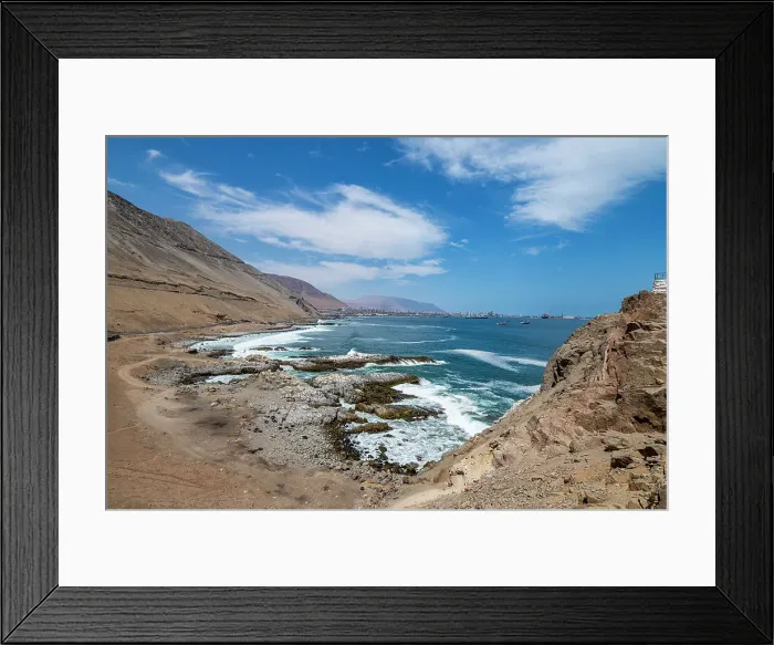 Framed Print : Dry desert seashore of Iquique, Atacama desert, Chile, South America Framed Print : Dry desert seashore of Iquique, Atacama desert, Chile, South America