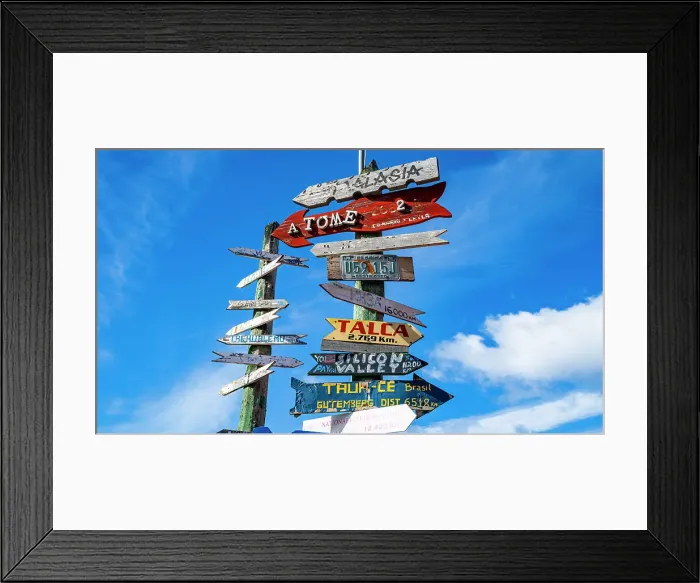 Framed Print : Worldwide signs, Punta Arenas, Patagonia, Chile, South America Framed Print : Worldwide signs, Punta Arenas, Patagonia, Chile, South America