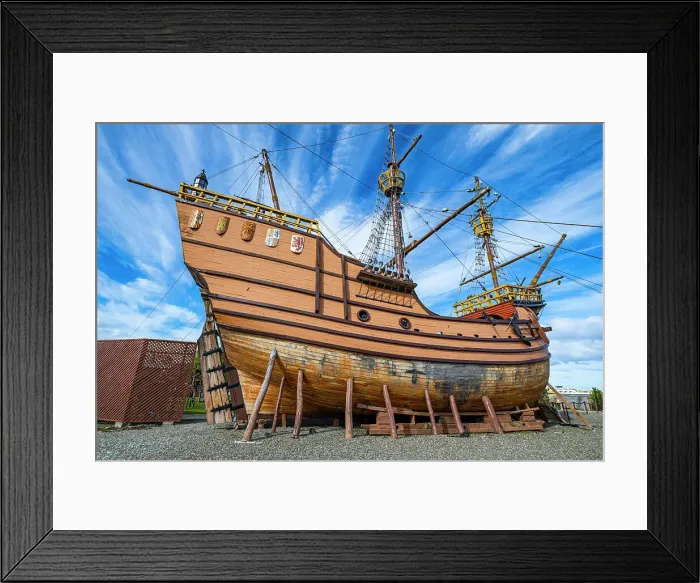 Framed Print : Replica of historic ship, Nao Victoria Museo, Shoreline of Punta Arenas, Patagonia, Chile, South America Framed Print : Replica of historic ship, Nao Victoria Museo, Shoreline of Punta Arenas, Patagonia, Chile, South America