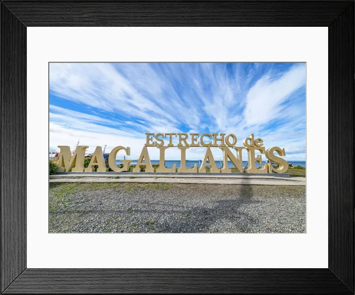Framed Print : Magellan sign at Nao Victoria Museo, Shoreline of Punta Arenas, Patagonia, Chile, South America Framed Print : Magellan sign at Nao Victoria Museo, Shoreline of Punta Arenas, Patagonia, Chile, South America