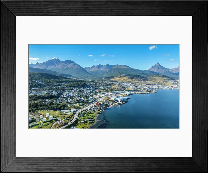 Framed Print : Aerial of Ushuaia, Beagle Channel, Tierra del Fuego, Argentina, South America Framed Print : Aerial of Ushuaia, Beagle Channel, Tierra del Fuego, Argentina, South America