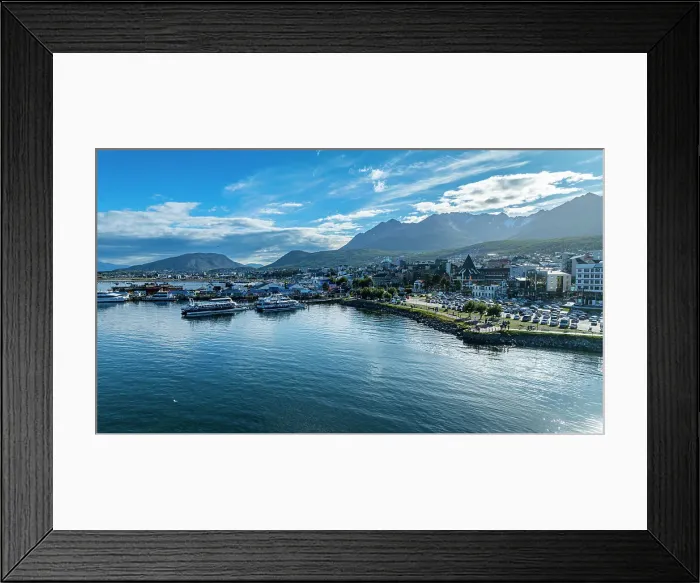 Framed Print : Aerial of Ushuaia, Beagle Channel, Tierra del Fuego, Argentina, South America Framed Print : Aerial of Ushuaia, Beagle Channel, Tierra del Fuego, Argentina, South America