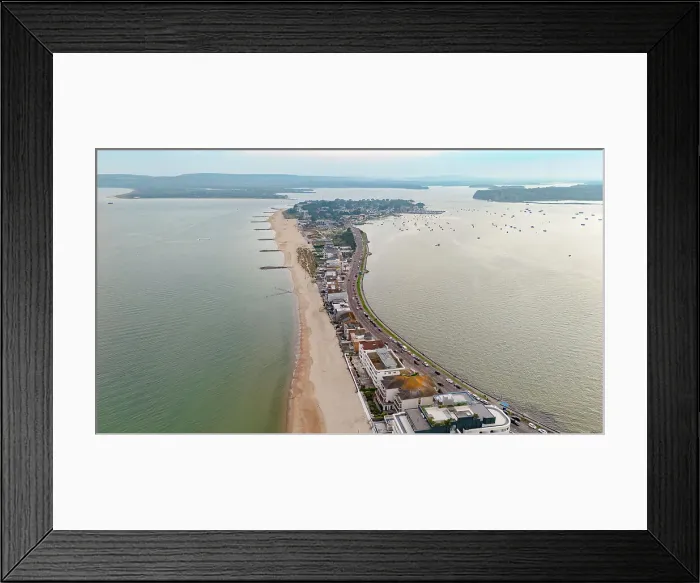 Framed Print : Aerial view of Sandbanks, a narrow spit of land extending into Poole Harbour, with Studland and Brownsea Island beyond, Dorset, England, United Kingdom, Europe Framed Print : Aerial view of Sandbanks, a narrow spit of land extending into Poole Harbour, with Studland and Brownsea Island beyond, Dorset, England, United Kingdom, Europe
