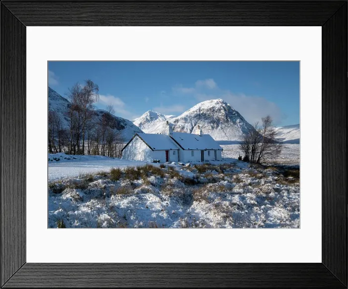 Framed Print : Black Rock Cottage and Stob Dearg (Buachaille Etive Mor) in winter, Rannoch Moor, Argyll and Bute, Scottish Highlands, Scotland, United Kingdom, Europe Framed Print : Black Rock Cottage and Stob Dearg (Buachaille Etive Mor) in winter, Rannoch Moor, Argyll and Bute, Scottish Highlands, Scotland, United Kingdom, Europe