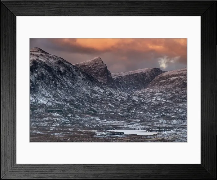 Framed Print : Sunrise over Beinn Tarsuinn, Sgurr an Fhidhleir and Lochan Dubha, Assynt, Assynt-Coigach National Scenic Area, Sutherland, Scottish Highlands, Scotland, United Kingdom, Europe Framed Print : Sunrise over Beinn Tarsuinn, Sgurr an Fhidhleir and Lochan Dubha, Assynt, Assynt-Coigach National Scenic Area, Sutherland, Scottish Highlands, Scotland, United Kingdom, Europe