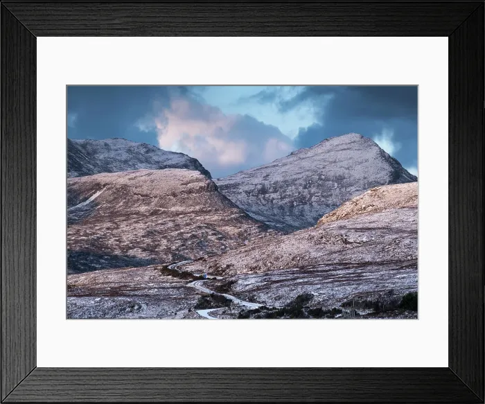 Framed Print : First light on Beinn an Eoin and Sgorr Tuath in winter above the Drumrunie Road, Assynt, Assynt-Coigach National Scenic Area, Sutherland, Scottish Highlands, Scotland, United Kingdom, Europe Framed Print : First light on Beinn an Eoin and Sgorr Tuath in winter above the Drumrunie Road, Assynt, Assynt-Coigach National Scenic Area, Sutherland, Scottish Highlands, Scotland, United Kingdom, Europe