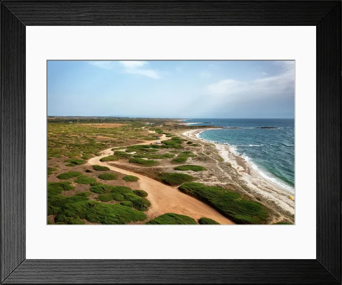 Framed Print : Su Bardoni wild beach, drone aerial view in the coast of Sardinia with camper vans parked, Sardinia, Italy, Mediterranean, Europe Framed Print : Su Bardoni wild beach, drone aerial view in the coast of Sardinia with camper vans parked, Sardinia, Italy, Mediterranean, Europe