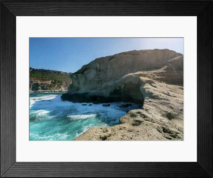 Framed Print : Cane Malu cave with sea waves crashing on the rocks, Sardinia, Italy, Mediterranean, Europe Framed Print : Cane Malu cave with sea waves crashing on the rocks, Sardinia, Italy, Mediterranean, Europe