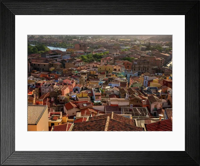 Framed Print : Bosa city colorful buildings at sunset, Bosa, Sardinia, Italy, Mediterranean, Europe Framed Print : Bosa city colorful buildings at sunset, Bosa, Sardinia, Italy, Mediterranean, Europe