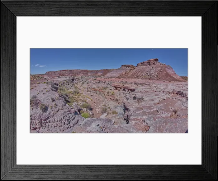 Framed Print : A dry waterfall in Crystal Creek below Crystal Mesa west of Hamilili Point in Petrified Forest National Park, Arizona, United States of America, North America