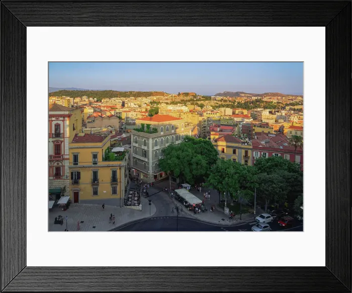 Framed Print : Town panorama viewed from Saint Remy Bastion terrace and promenade, Cagliari, Sardinia, Italy, Mediterranean, Europe Framed Print : Town panorama viewed from Saint Remy Bastion terrace and promenade, Cagliari, Sardinia, Italy, Mediterranean, Europe
