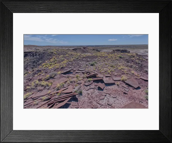 Framed Print : Slabs of brown sandstone on the summit of Crystal Mesa west of Hamilili Point in Petrified Forest National Park, Arizona, United States of America, North America Framed Print : Slabs of brown sandstone on the summit of Crystal Mesa west of Hamilili Point in Petrified Forest National Park, Arizona, United States of America, North America