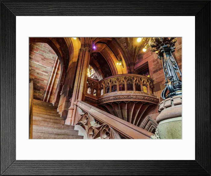 Framed Print : Staircase in John Rylands Neo-Gothic Library with rare books, Manchester, England, United Kingdom, Europe Framed Print : Staircase in John Rylands Neo-Gothic Library with rare books, Manchester, England, United Kingdom, Europe