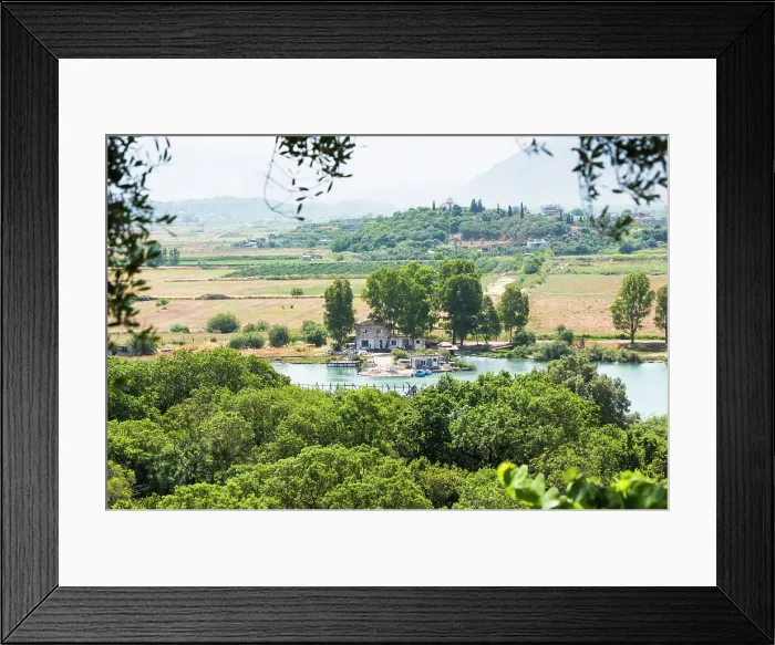 Framed Print : View of the surroundings of the village of Shendelli from the Acropolis of Archaeological site of Butrint, near Saranda, on the Ionian coast, Albania, Europe Framed Print : View of the surroundings of the village of Shendelli from the Acropolis of Archaeological site of Butrint, near Saranda, on the Ionian coast, Albania, Europe