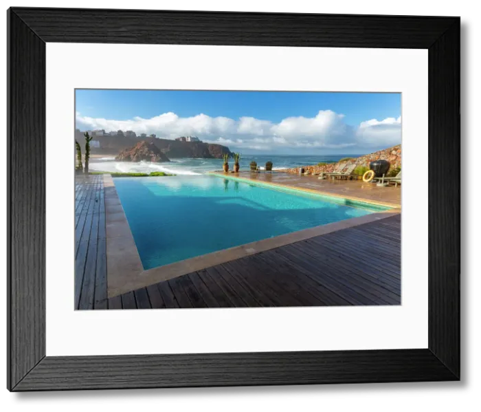 Framed Print : Infinity swimming pool overlooking Atlantic Ocean, Hotel Auberge Dar Najmat, Mirleft, Morocco, North Africa, Africa Framed Print : Infinity swimming pool overlooking Atlantic Ocean, Hotel Auberge Dar Najmat, Mirleft, Morocco, North Africa, Africa