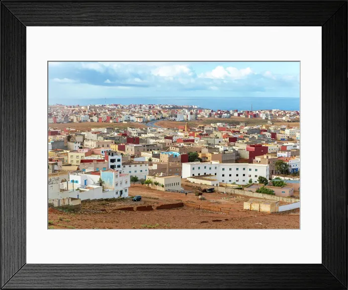 Framed Print : Oblique view over coastal town to Atlantic Ocean, Mirleft, southern Morocco, North Africa, Africa Framed Print : Oblique view over coastal town to Atlantic Ocean, Mirleft, southern Morocco, North Africa, Africa