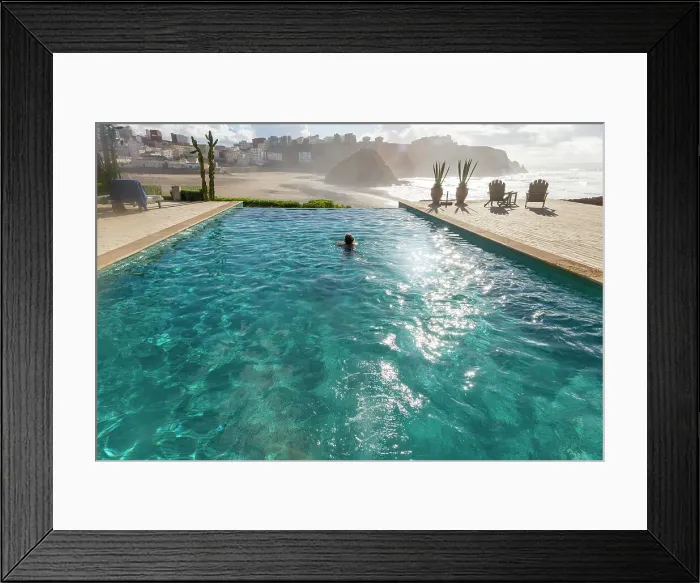Framed Print : Woman swimming in infinity pool by Atlantic Ocean, Hotel auberge Dar Najmat, Mirleft, Morocco, North Africa, Africa Framed Print : Woman swimming in infinity pool by Atlantic Ocean, Hotel auberge Dar Najmat, Mirleft, Morocco, North Africa, Africa