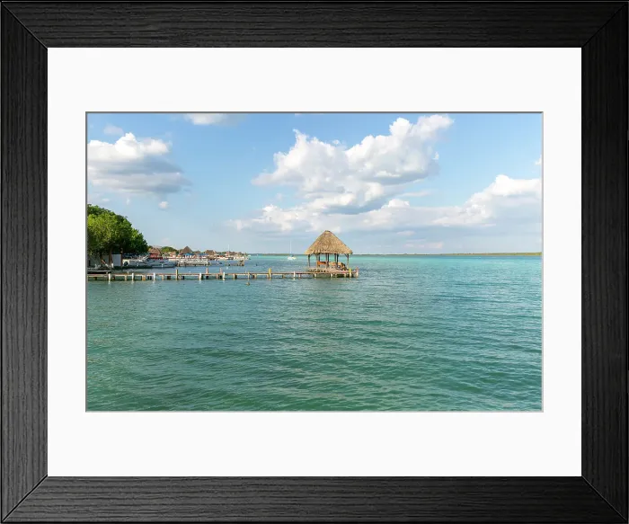 Framed Print : Cabana thatched cabin on wooden jetty Lake Bacalar, Bacalar, Quintana Roo, Yucatan Peninsula, Mexico, North America Framed Print : Cabana thatched cabin on wooden jetty Lake Bacalar, Bacalar, Quintana Roo, Yucatan Peninsula, Mexico, North America