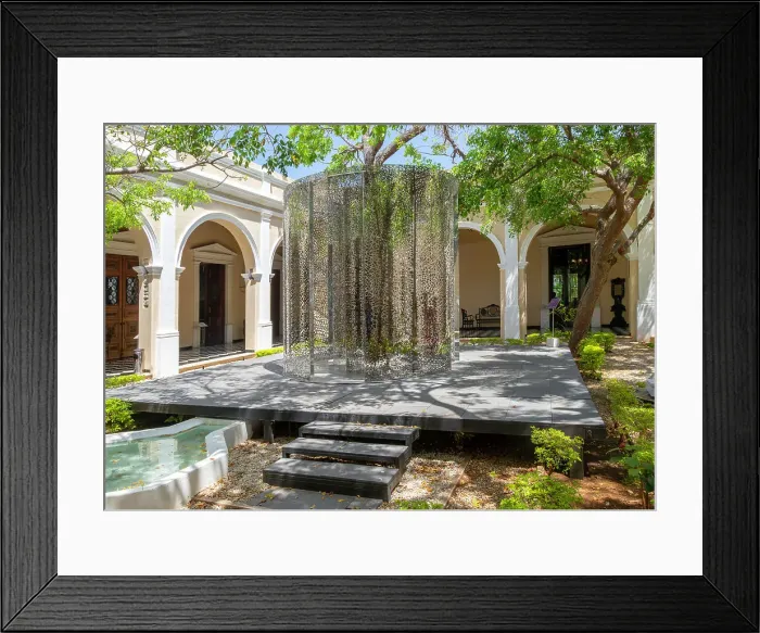Framed Print : Art exhibition Atlas by Jan Hendrix, artwork in central courtyard of palace of Casa de Montejo, Merida, Yucatan State, Mexico, North America Framed Print : Art exhibition Atlas by Jan Hendrix, artwork in central courtyard of palace of Casa de Montejo, Merida, Yucatan State, Mexico, North America