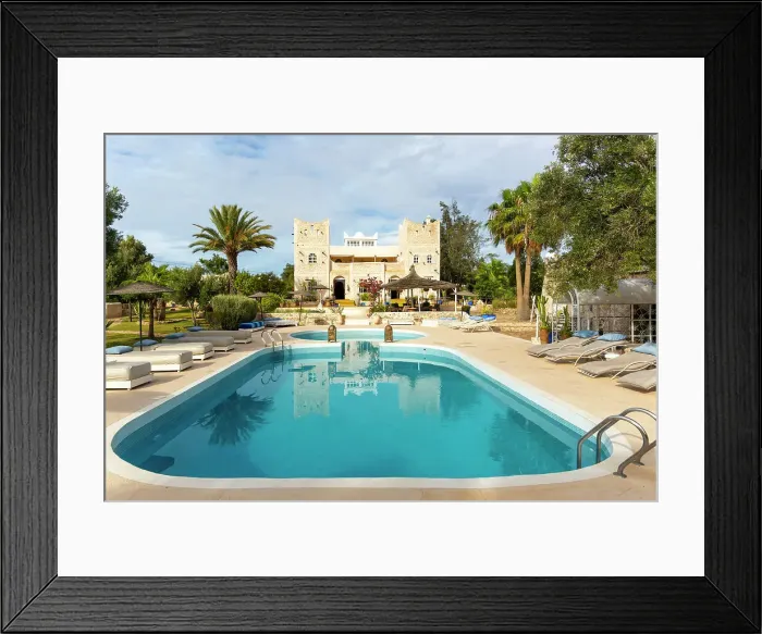 Framed Print : Out of Medina riad (hotel) swimming pool and building, Bouzama, Essaouira, Morocco, North Africa, Africa Framed Print : Out of Medina riad (hotel) swimming pool and building, Bouzama, Essaouira, Morocco, North Africa, Africa