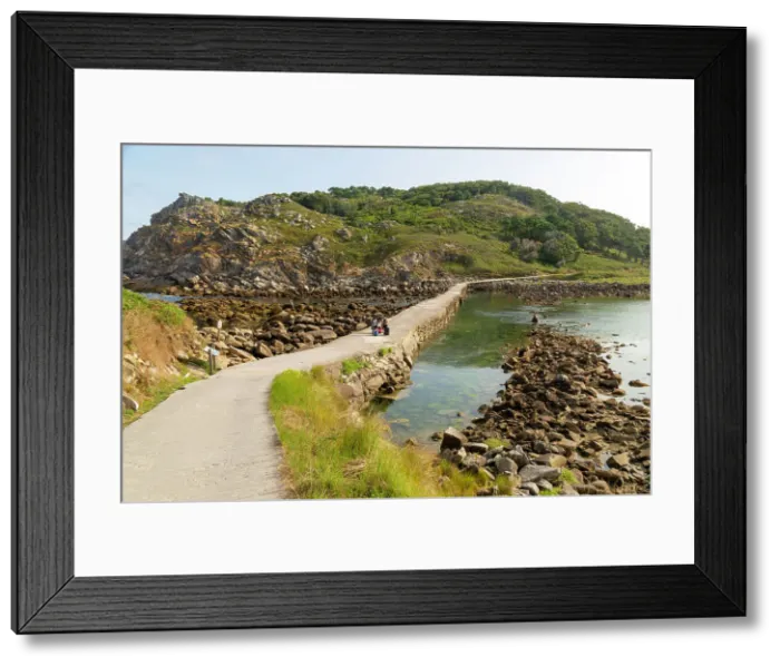 Framed Print : Dam breakwater between islands, Cies Islands, Atlantic Islands Galicia Maritime Terrestrial National Park, Galicia, Spain, Europe Framed Print : Dam breakwater between islands, Cies Islands, Atlantic Islands Galicia Maritime Terrestrial National Park, Galicia, Spain, Europe