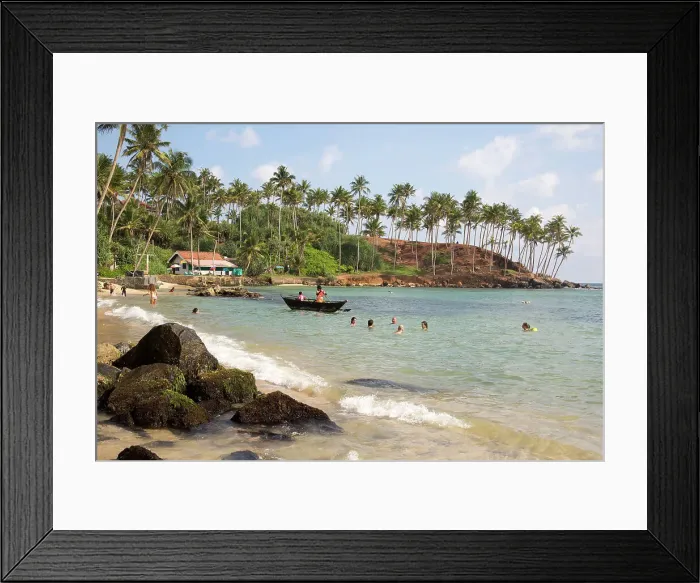 Framed Print : Tropical beach with people swimming Mirissa, Sri Lanka, Asia Framed Print : Tropical beach with people swimming Mirissa, Sri Lanka, Asia