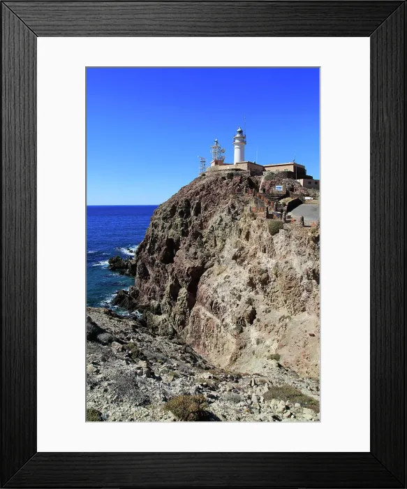 Framed Print : Lighthouse at Cabo de Gata headland, Cabo de Gata Natural Park, Nijar, Almeria, Andalusia, Spain, Europe Framed Print : Lighthouse at Cabo de Gata headland, Cabo de Gata Natural Park, Nijar, Almeria, Andalusia, Spain, Europe