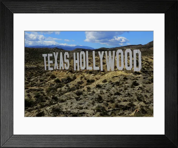 Framed Print : Texas Hollywood movie set tourist attraction sign near Tabernas, Almeria, Andalusia, Spain, Europe Framed Print : Texas Hollywood movie set tourist attraction sign near Tabernas, Almeria, Andalusia, Spain, Europe