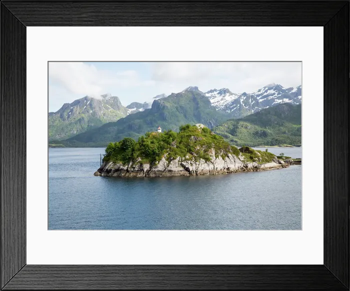 Framed Print : Small island, a roche moutonnee glacial landform, southern coast of Hinnoya Island, Nordland, northern Norway, Scandinavia, Europe
