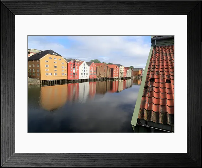 Framed Print : Historic waterside warehouse buildings on River Nidelva, Bryggene, Trondheim, Norway, Scandinavia, Europe Framed Print : Historic waterside warehouse buildings on River Nidelva, Bryggene, Trondheim, Norway, Scandinavia, Europe