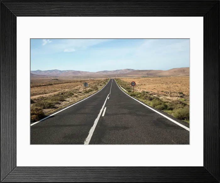 Framed Print : Straight tarmac road crossing desert, Fuerteventura, Canary Islands, Spain, Atlantic, Europe Framed Print : Straight tarmac road crossing desert, Fuerteventura, Canary Islands, Spain, Atlantic, Europe