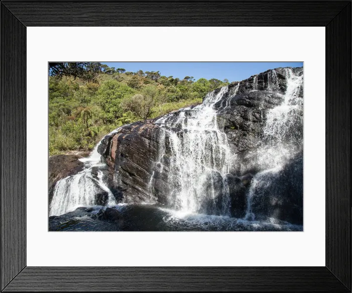 Framed Print : Baker's Falls waterfall, Horton Plains National Park, Central Province, Sri Lanka, Asia Framed Print : Baker's Falls waterfall, Horton Plains National Park, Central Province, Sri Lanka, Asia