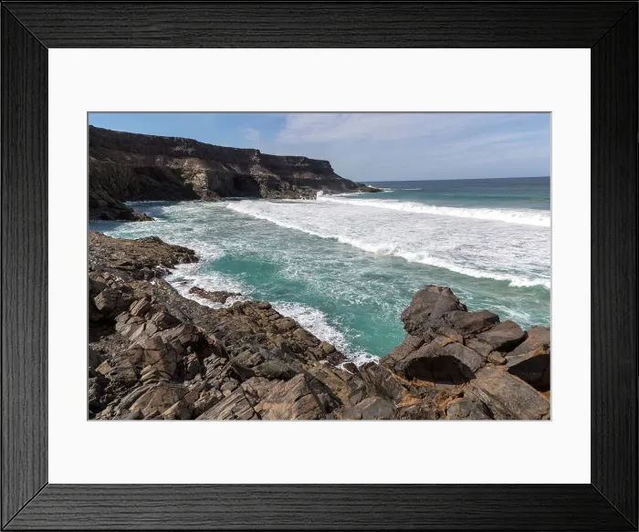 Framed Print : Waves breaking in a small bay near Los Molinos, west coast of Fuerteventura, Canary Islands, Spain, Atlantic, Europe Framed Print : Waves breaking in a small bay near Los Molinos, west coast of Fuerteventura, Canary Islands, Spain, Atlantic, Europe