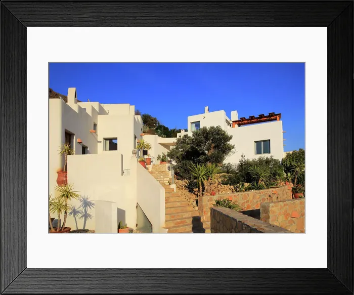 Framed Print : Modern architecture tourist accommodation, Los Presillas Bajas, Cabo de Gata natural park, Almeria, Andalusia, Spain, Europe Framed Print : Modern architecture tourist accommodation, Los Presillas Bajas, Cabo de Gata natural park, Almeria, Andalusia, Spain, Europe
