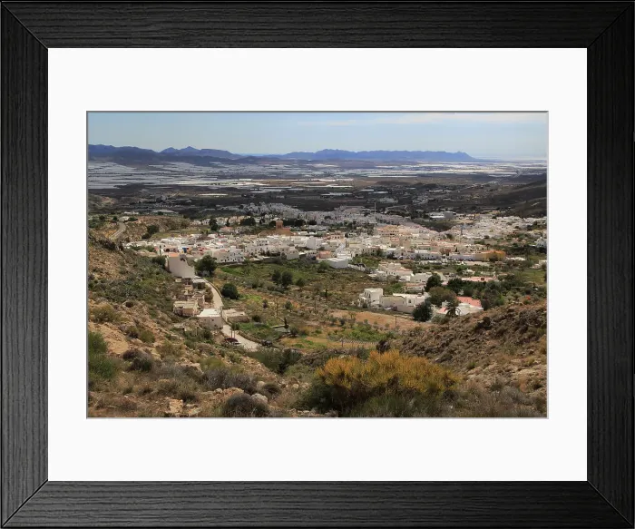 Framed Print : View over village houses and plastic farming in the valley from Nijar, Almeria, Andalusia, Spain, Europe Framed Print : View over village houses and plastic farming in the valley from Nijar, Almeria, Andalusia, Spain, Europe