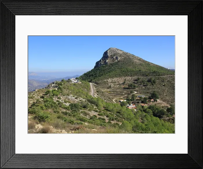 Framed Print : Mountain peaks landscape at Coll de Rates, looking east, Tarbena, Marina Alta, Alicante province, Spain, Europe Framed Print : Mountain peaks landscape at Coll de Rates, looking east, Tarbena, Marina Alta, Alicante province, Spain, Europe