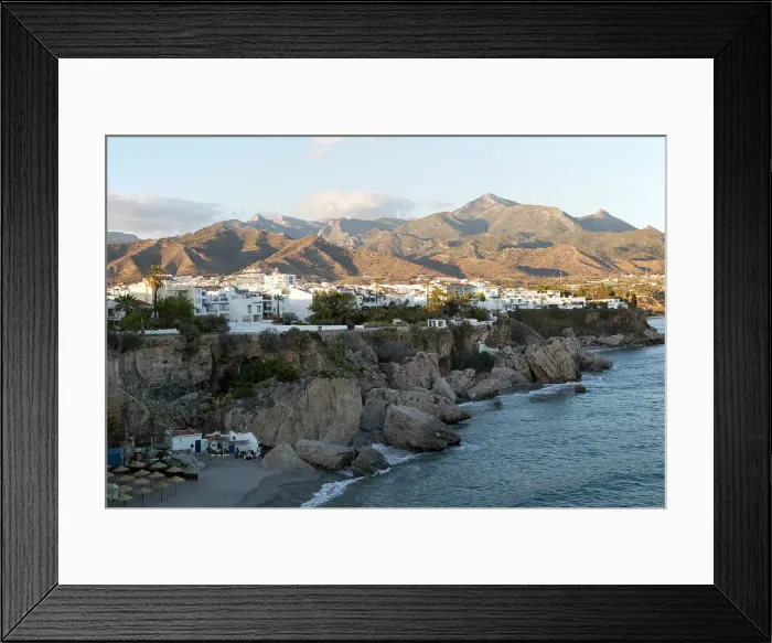 Framed Print : Playa Calahonda sandy beach at popular holiday resort town of Nerja, Malaga province, Andalusia, Spain, Europe Framed Print : Playa Calahonda sandy beach at popular holiday resort town of Nerja, Malaga province, Andalusia, Spain, Europe