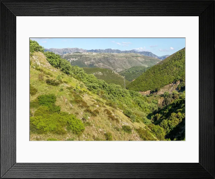 Framed Print : Forested hillsides of mountainous countryside between Himare and Vuno, Albanian Riviera coast, Albania, Europe Framed Print : Forested hillsides of mountainous countryside between Himare and Vuno, Albanian Riviera coast, Albania, Europe
